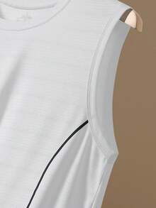 Men's Solid Color Sleeveless Tank Top, Breathable For Outdoor Running, Workout, Gym, Basketball, Summer - White - View 5