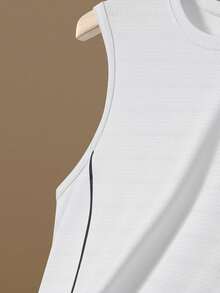 Men's Solid Color Sleeveless Tank Top, Breathable For Outdoor Running, Workout, Gym, Basketball, Summer - White - View 4