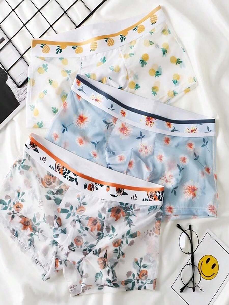 男士3入組透氣網眼性感短褲