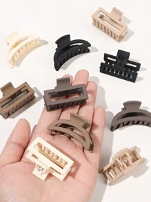 10 件/套迷你哑光奶茶色发夹，带空心方形和新月设计，可爱简约的发饰，适合任何场合，发夹，发夹，发夹，接发夹，学校用品，学院秋冬发夹，适合度假装扮女士