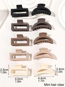 10 件/套迷你哑光奶茶色发夹，带空心方形和新月设计，可爱简约的发饰，适合任何场合，发夹，发夹，发夹，接发夹，学校用品，学院秋冬发夹，适合度假装扮女士
