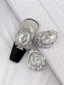 10Pcs/Pack Korean Style Lz Nail Art Alloy Jewelry With Pearl Inlay, Featuring Flying Angel Design Diy Nail Charms Nail Gems Nail Supplies Nails