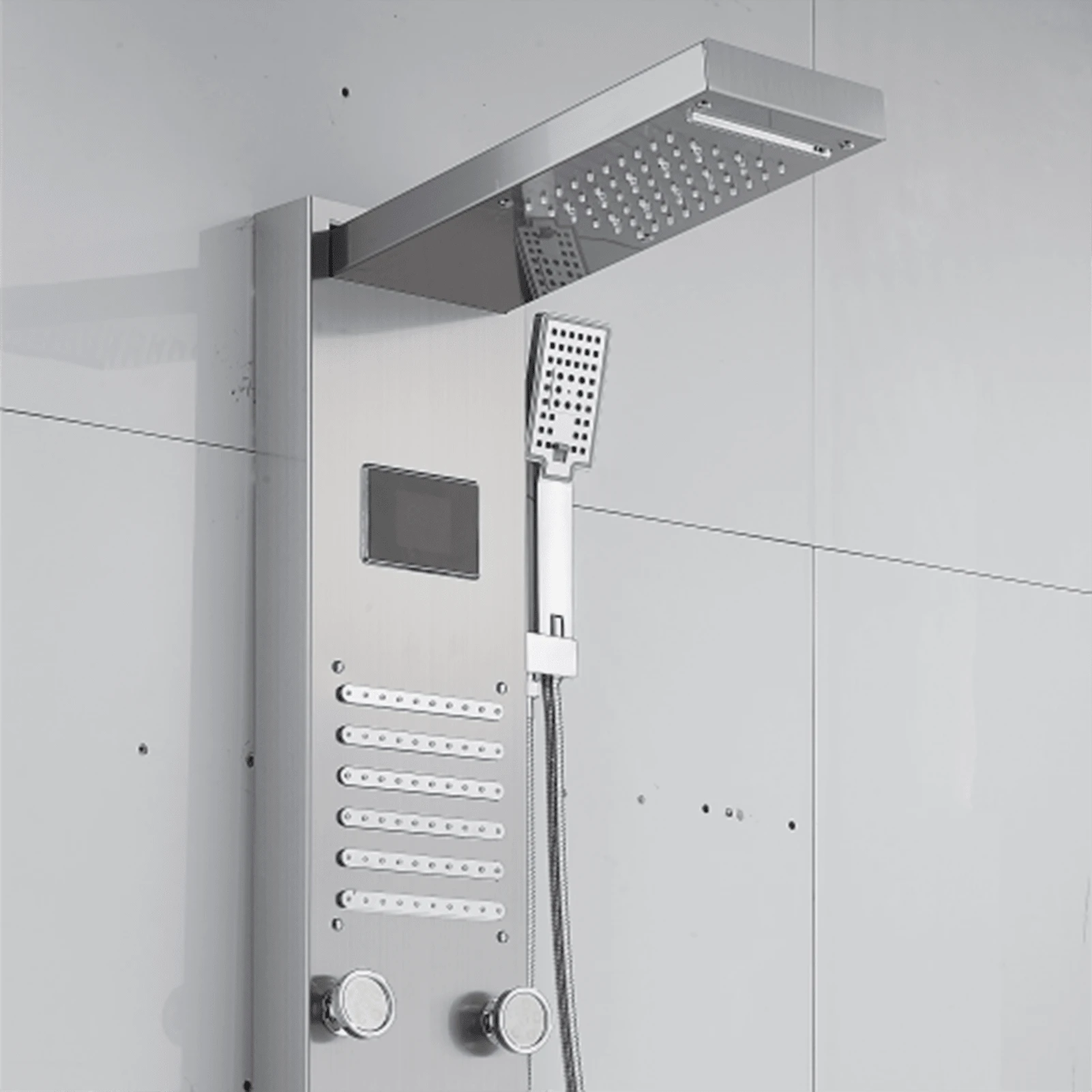 Shower Panel Smart Digital LED Shower System With 6 Body Jets Stainless Steel Shower Unit