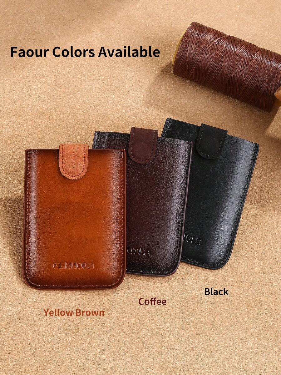 1pc Slim & Minimalist Leather Card Wallet For Men With Button Closure. It Can Hold Credit Card Bank Card Transportation Card And Cash. A Perfect Choice For Daily Use In 2024 Fashionable And Durable Business Casual