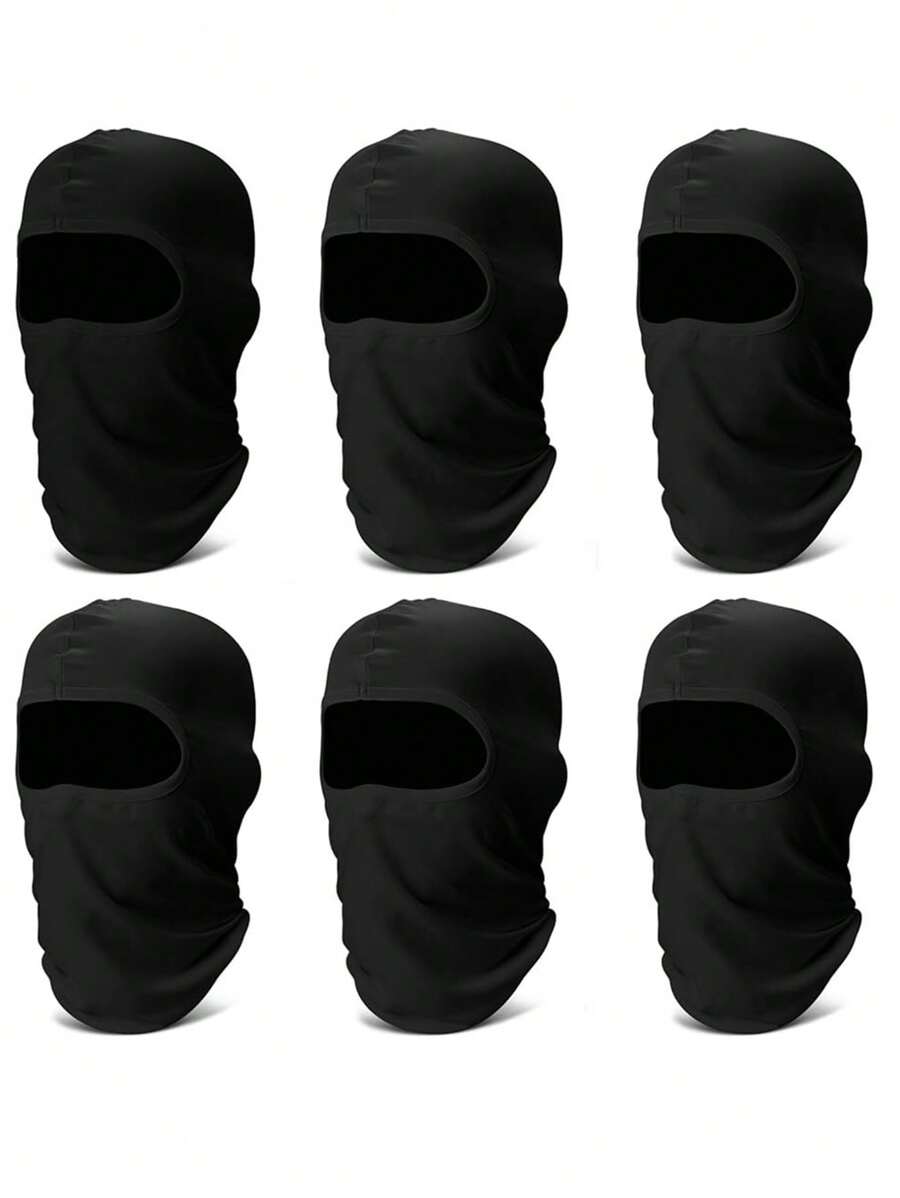 Sun Protective Anti UV  6 Packs Balaclava Ski Face Mask: Cooling Neck Gaiter Full Head Mask Face Cover Ski Mask - Black - View 1