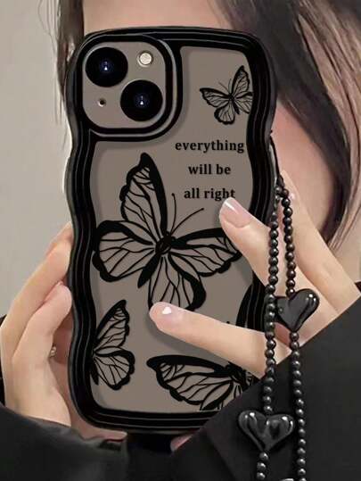 1 dây đeo màu đen gợn sóng - Dây đeo phát sáng óng ánh tương thích với iPhone 11 12 13 14 11 Pro Max 12 Pro Max 13 Pro Max 14 Pro Max XR 15 15 PRO 15 PRO MAX 16PROMAX, Samsung,
