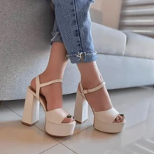 Zapatillas Mujer Con Plataforma Tacón Ancho - Blanco - Ver 2