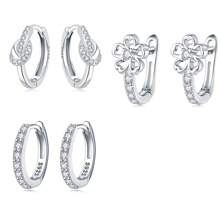 MISEFF Mới 1 Bông Tai Nữ Bạc 925 Tinh Tế Cổ Điển Đơn Giản Thanh Lịch Mỹ Trang Sức Nữ Tặng Quà Tặng Sinh Nhật Quà Tặng Ngày Của Mẹ - Bạc - Xem 12