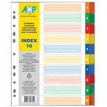 Separador (Divisória plástica) para fichário, colorida com 10 divisões, 22,5 x 29,7cm - Multicolorido - Visão 2
