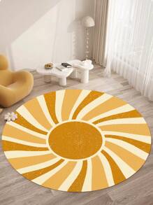 1入組1.1cm厚度的2024年新品！小太陽橘色日出圓形地墊，具有凸起細節和新材料防滑，多場景裝飾必備配件地毯。 - 彩色 - 查看 1
