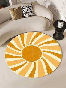 1入組1.1cm厚度的2024年新品！小太陽橘色日出圓形地墊，具有凸起細節和新材料防滑，多場景裝飾必備配件地毯。 - 彩色 - 查看 4