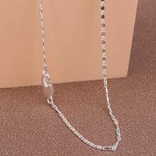 1pc Premium European Style 925 Silver-Plated Flat Stardust Necklace, 2mm Chain, 16-30 Inches Length, For Women, Suitable For Daily Wear, Wedding, Party, Gift