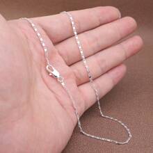 1pc Premium European Style 925 Silver-Plated Flat Stardust Necklace, 2mm Chain, 16-30 Inches Length, For Women, Suitable For Daily Wear, Wedding, Party, Gift