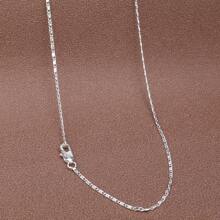 1pc Premium European Style 925 Silver-Plated Flat Stardust Necklace, 2mm Chain, 16-30 Inches Length, For Women, Suitable For Daily Wear, Wedding, Party, Gift