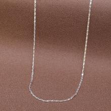 1pc Premium European Style 925 Silver-Plated Flat Stardust Necklace, 2mm Chain, 16-30 Inches Length, For Women, Suitable For Daily Wear, Wedding, Party, Gift