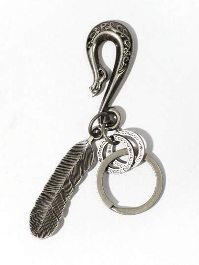 街头风男士时尚钥匙扣，树叶、钩子、锚和植物图案，适合日常或骑行使用，可作汽车配件、包包挂饰、校园风、哥特风、Y2K风、万圣节配饰、教师节配饰、带证件夹的挂绳、汽车配件、包包挂饰、汽车配件、朋友姐妹礼物创意