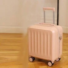 耐用且穩固的18英寸韓式隨身行李箱，帶密碼鎖，360度旋轉輪，輕便便攜，男女皆宜手提箱，適用於旅行，旅行，學校，假期，蜜月，留學必備配件，是男女生毕业礼物，情侣出游的理想之選 - 粉色 - 查看 2