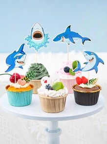 8 件鲨鱼主题派对用品，适合家庭、节日、生日派对装饰、圣诞节 - 彩色 - 查看 3