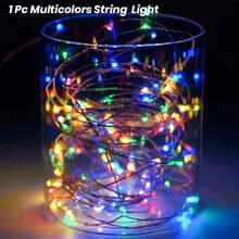 Colorful Fairy Lights Battery Powered String Lights, 3 Functions: Fast Flash, Slow Flash, Constant On, Silver Wire Twinkle Lights Suitable For DIY, Party, Wedding, Bedroom, Holiday Decoration, Available In 1m10LED /2m20LED/3m30LED And 10pcs/20pcs - Color - View 8