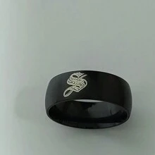 1 Pieza Anillo De Acero Inoxidable Esmerilado Bordes Redondos 8mm Minimalista Y Con Diseño De Letras Del Alfabeto (26 Letras)