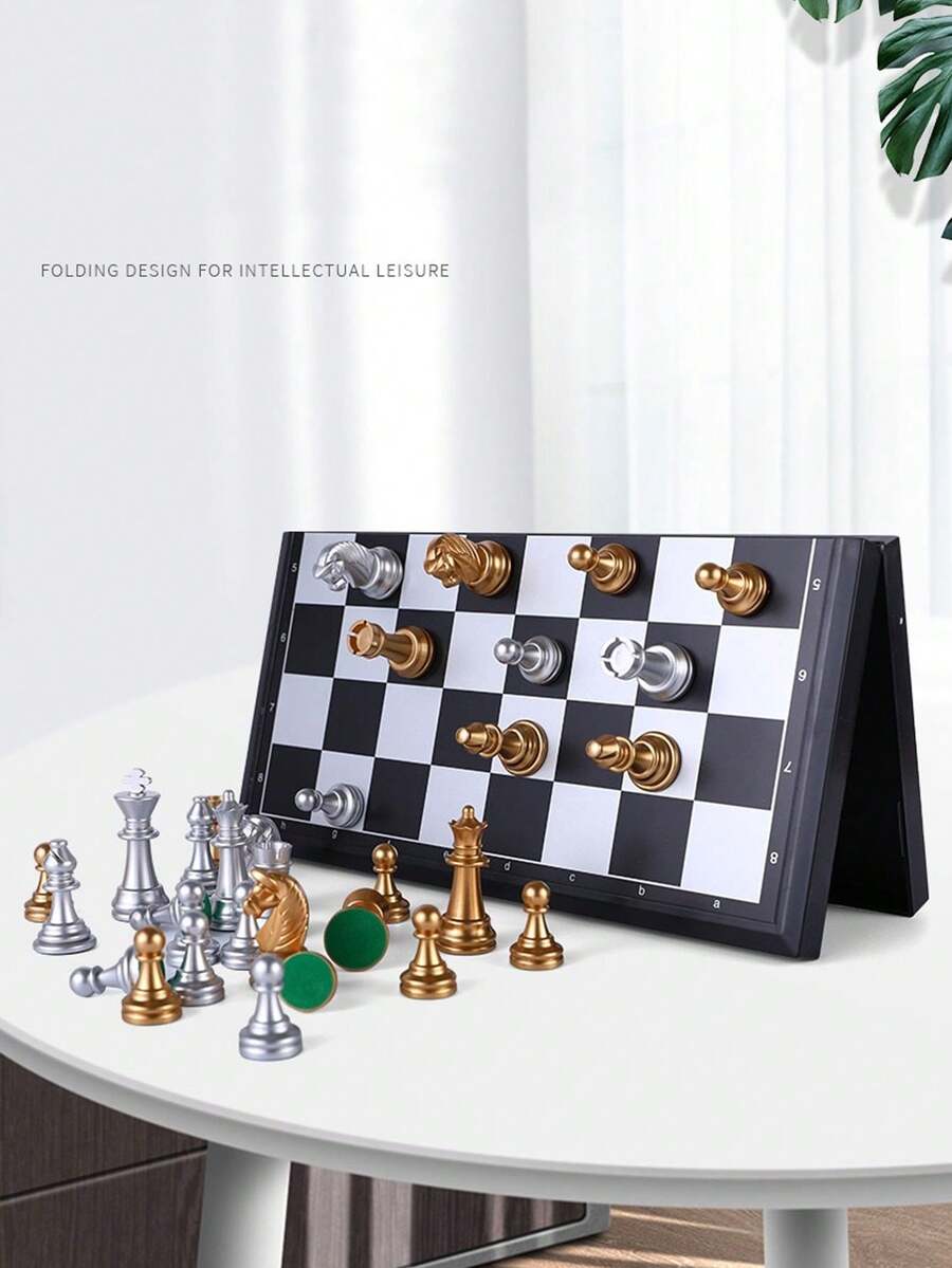 1入組磁性國際象棋套裝,可折疊的棋盤適合初學者,互動桌遊,送給朋友的絕佳禮物