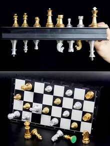 1入組磁性國際象棋套裝,可折疊的棋盤適合初學者,互動桌遊,送給朋友的絕佳禮物 - 黑與白 - 查看 6