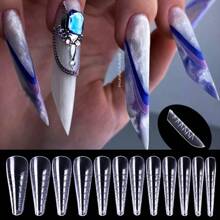 60Pcs Extension False Nail Tips Acrylic Fake Finger UV Gel Polish Quick Building Mold Sculpted Full Cover Nail Tips Manicures Tool Set - Clear - View 5