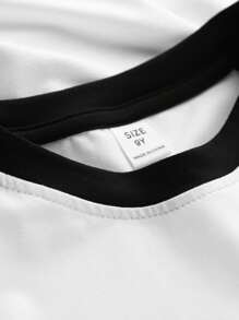 Áo thun hợp thời trang phong cách đường phố dành cho bé trai trẻ có in hình gấu, cổ tròn, tay áo Raglan và áo phông phối màu cho mùa xuân hè 2024 - màu đen - Xem 3