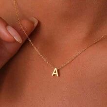 26pcs American-European Style Stainless Steel Short Collarbone Chain Personalized Initial Name Letter Pendants Necklace For Women