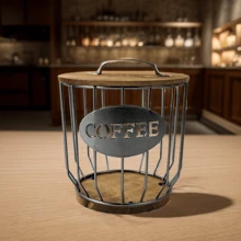 1pc Black Capsule Storage Rack, Metal Creative Ornament For Kitchen & Living Room Storage