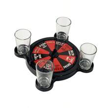 4 Players Russian Roulette Wheel Drinking Game Set, Perfect For Adults' Party, New Year'S Game, Valentine's Day Game Or Gift, Suitable For Bars, Ktv And Nightclubs - Multicolor - View 4