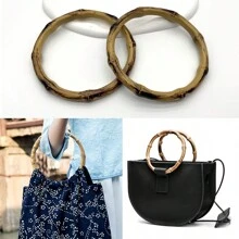 Beautiful Bamboo Women's Bag Handbag Handle DIY Elegant Bag Buckle Making Accessories Crochet Bag Small Bag Accessory Bag Handle - Apricot - View 1