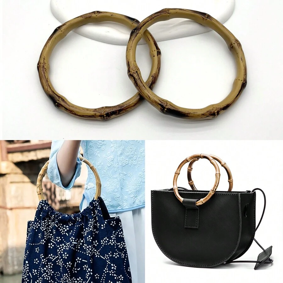 Beautiful Bamboo Women's Bag Handbag Handle DIY Elegant Bag Buckle Making Accessories Crochet Bag Small Bag Accessory Bag Handle - Apricot - View 1
