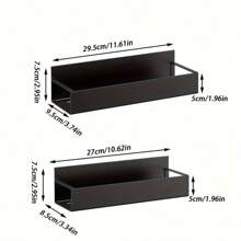 #Double-Sided Magnet Welding Storage Rack: Double-Sided Magnet Refrigerator Spice Rack, Metal Black Fridge Multiple Layer Storage Rack For Kitchen Spices, Bathroom And Daily Supplies. Reusable Shelf, Multifunctional Large-Capacity Magnetic Shelf. - Black - View 2