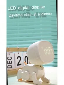 Pink Dinosaur Shaped Fun Alarm Clock With Multiple Functions+ 6 Alarm Tones+ Sound Control Time Reporting+ Indoor Temperature Display+ Sleep Assistant+ Ideal Gift For Girls - Green - View 8