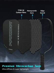 極輕的t700 3k碳纖維撞球拍,厚度16mm,適合進攻球員,使用pp蜂窩芯的戶外運動器材,高彈性和耐久性,經過usapa認證 - 彩色 - 查看 6