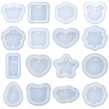16pcs Various Geometric Pendant Silicone Molds With Overhead Hole For DIY, Jewelry UV Resin Molds, Epoxy Resin Necklace Keychain Pendant Molds, Rich Variety Of Shapes For All Occasions, Creative Gift For Yourself, Family, And Friends For Mother's Day - 16pcs - View 10