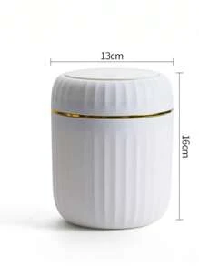 Mini Desktop Trash Can, Pedal-Operated Waste Paper Bin For Living Room, Bedroom, Car, Dining Room - White - View 5
