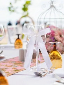 20 件白色蝴蝶结配缎带，适用于婚车、餐桌、家居、花束、礼物、毕业典礼、节日、圣诞节、万圣节、母亲节和生日装饰 - 白色 - 查看 8