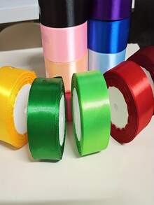 1 Rollo de cinta de raso de colores de 25 yardas para hacer lazos con rosas y moños, cinta para la decoración de pasteles de Navidad y vacaciones de 4cm de ancho - Multicolor - Ver 4