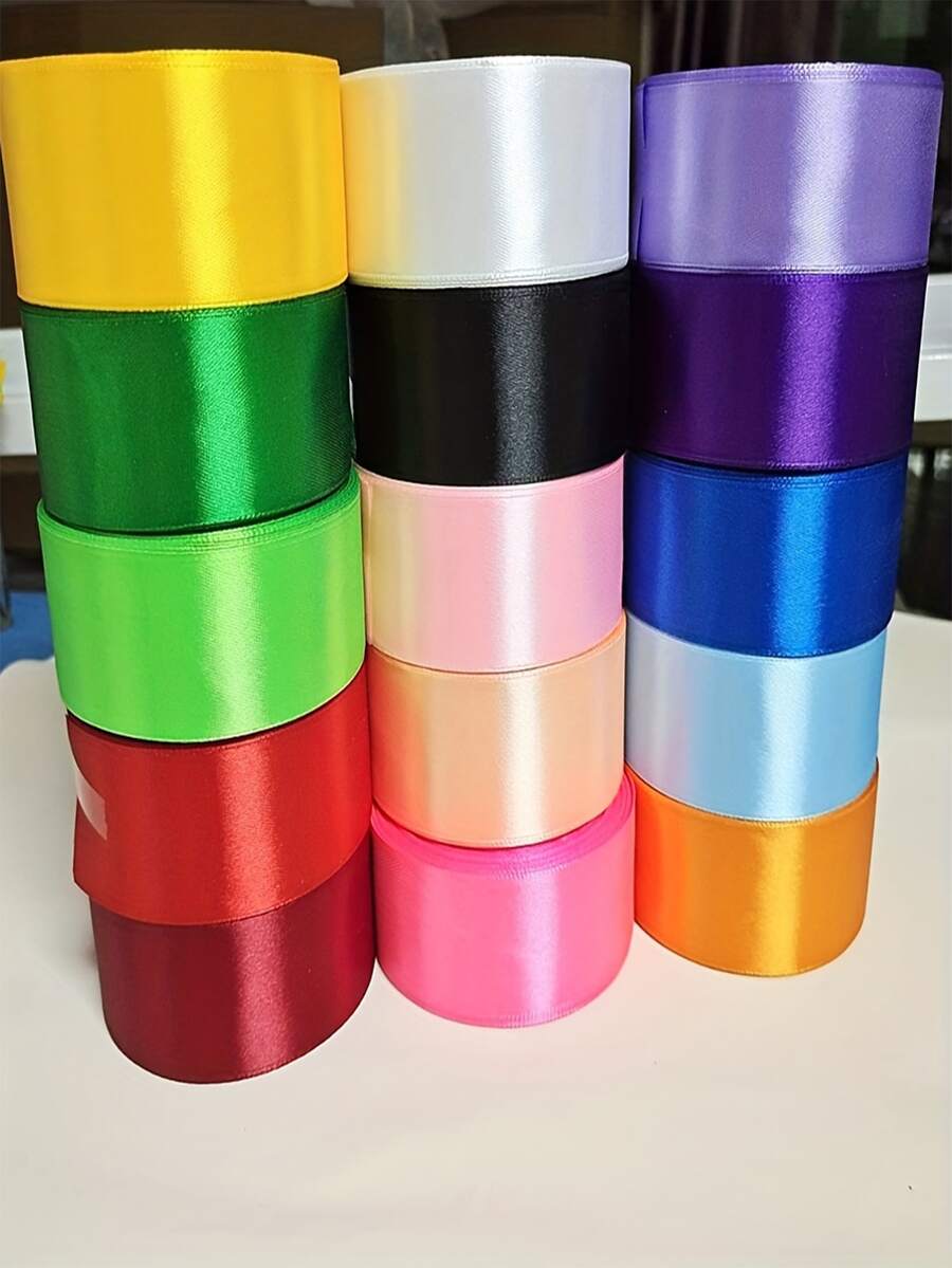 1 Rollo de cinta de raso de colores de 25 yardas para hacer lazos con rosas y moños, cinta para la decoración de pasteles de Navidad y vacaciones de 4cm de ancho