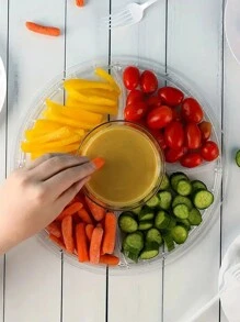 1入組12英寸婚禮蛋糕架，6合1多功能盤子和蛋糕盤，可用作婚禮蛋糕架、沙拉碗、盤子、冷飲碗、甜點碟、玉米片和莎莎醬碟。 - 無色 - 查看 5