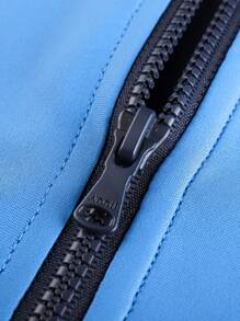 Annil Tween Girl Elastic Sun Protection Conservative One Piece Long Sleeved Swimwear And Swimming Cap 2 Pieces Set Blue - Blue - View 5