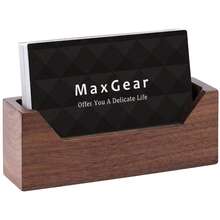 Wood Business Card Holder For Desk Business Card Display Holder Desktop Business Card Stand For Office, Tabletop - Rectangle With Wide Open Design - Trapezoid Wide Open - View 1