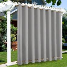 Cortina exterior resistente a la intemperie con ojales en la parte superior e inferior, protección visual impermeable, protección solar para balcón, terraza, pérgola, cenador, 254 x 213 cm - Gris Claro - Ver 1