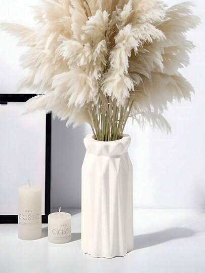 1 pieza Jarrón/maceta de plástico blanco, jarrón de flores simuladas, recipiente para arreglos florales, jarrón decorativo para el hogar, jarrón para flores secas/frescas, maceta/jarrón DIY para flores/agricultura, adecuado para decoración del hogar, decoración de mesa, regalo de recipiente a prueba de humedad para decoración de cumpleaños, graduación, habitación, jarrón de vidrio