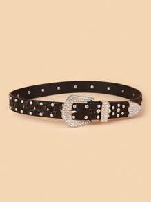 New Rainbow Rhinestone Belt For Children, Decorative Belt For Jeans Dress With Waist Design - Black - View 3