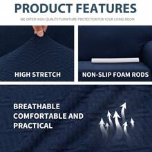 YSTYLE Stretch Sofa Cover 1/2/3/4 Seater, Sofa Cover Non-Slip With Armrest, Elastic Couch Cover Jacquard, Universal Sofa Cover Modern, Sofa Cover Dog Cat For Living Room - Navy Blue - View 3
