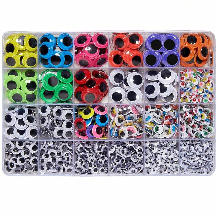 Ojos Móviles Autoadhesivos, Ojos Móviles Para Manualidades En Diferentes Tamaños Para Bricolaje - Color 1650 piezas - Añade 1
