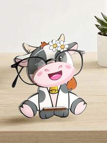 1pc Creative Wood Cow Glasses Holder Stand,Cute Animal Cowboy Handmade Wooden Carving  Eyeglass Display Rack,Glasses Accessories Rack For Home, Office, Desk, Nightstand. - Cow 2 - View 1